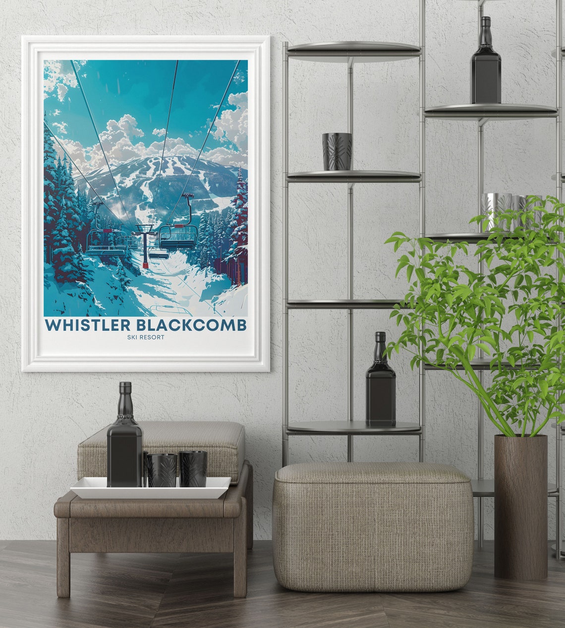 Whistler Peak Chair Lifts Art Whistler Blackcomb Skiing Wall Art Whistler Ski Resort Poster Whistler Ski Lift And Chair Lifts Print - Image 4