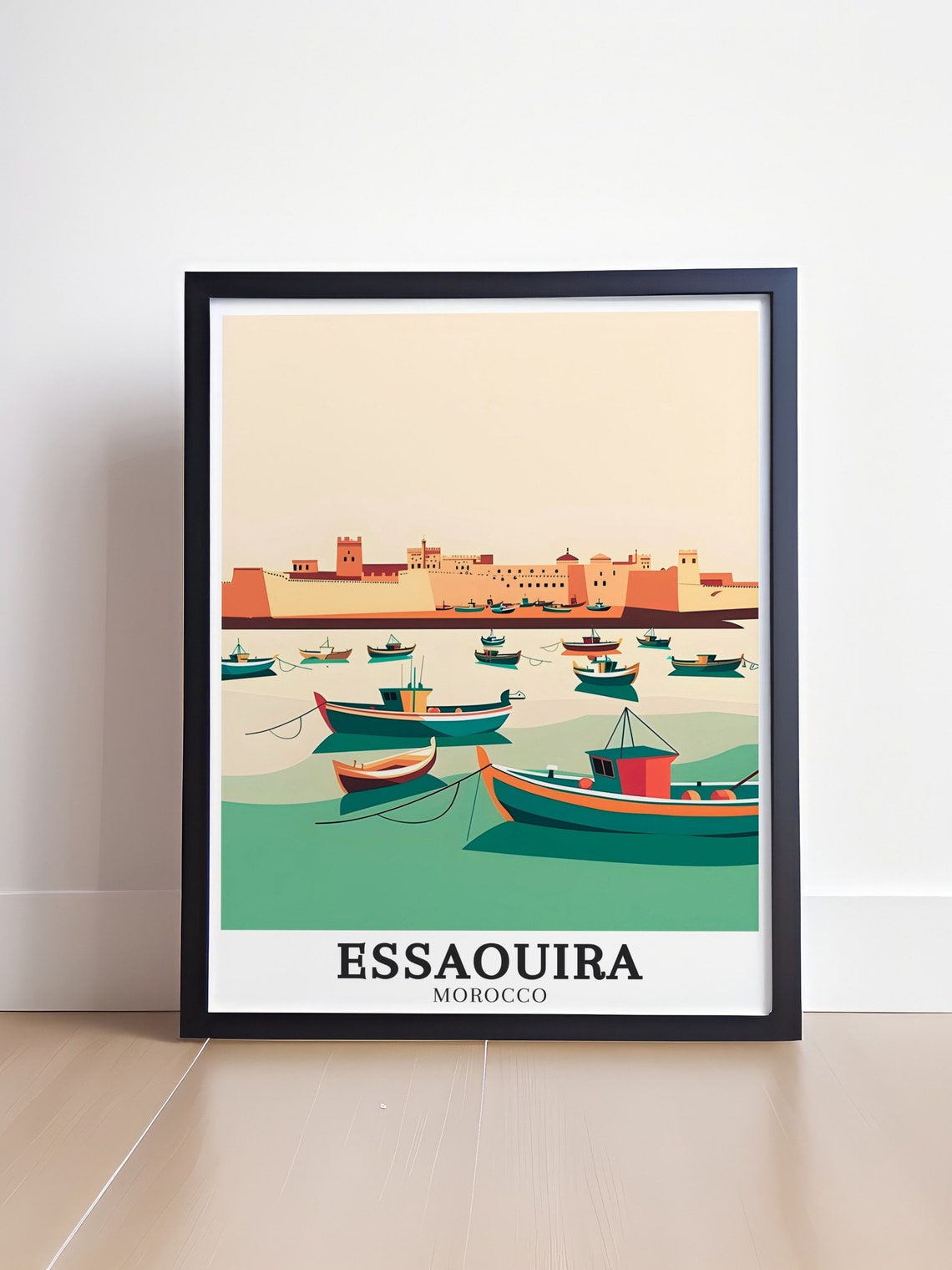 Essaouira Morocco Illustrated Harbor Boats Medina Coast Travel Poster - Image 4