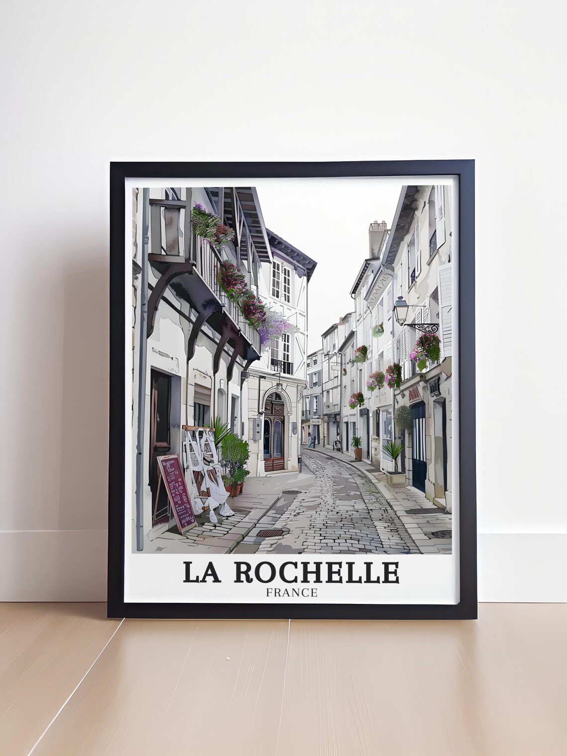 La Rochelle France Cobblestone Old Town Street Travel Poster - Image 4