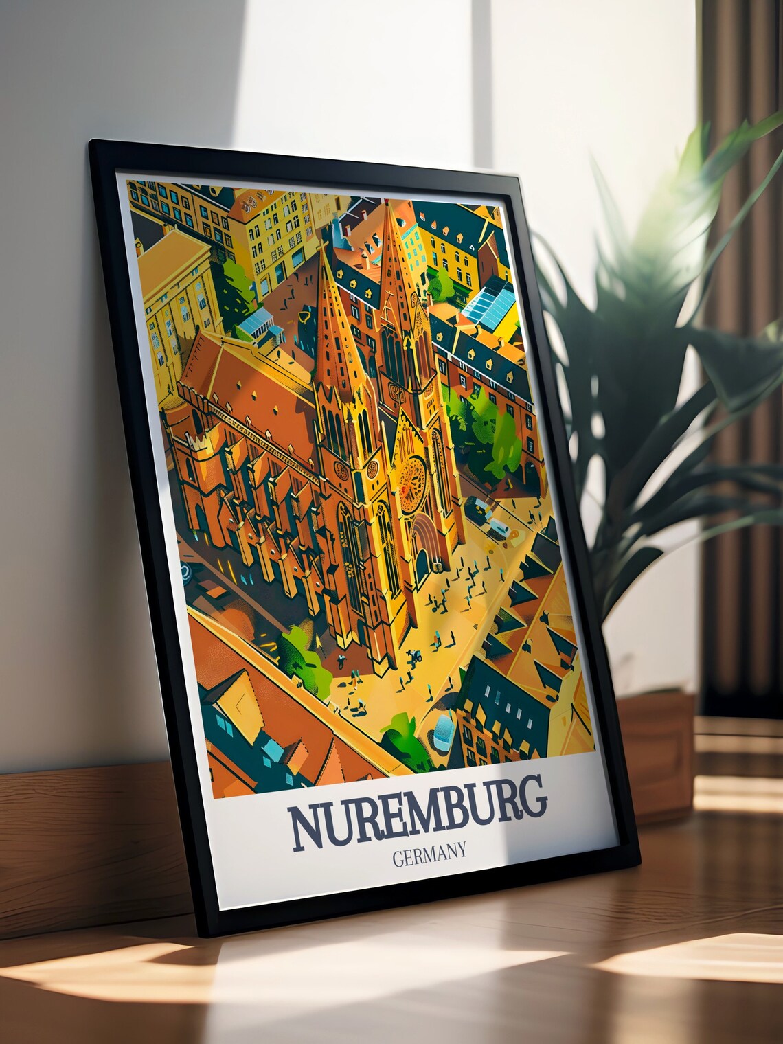 Nuremberg Germany St Lorenz Church Aerial Old Town Roofs View Poster - Image 3