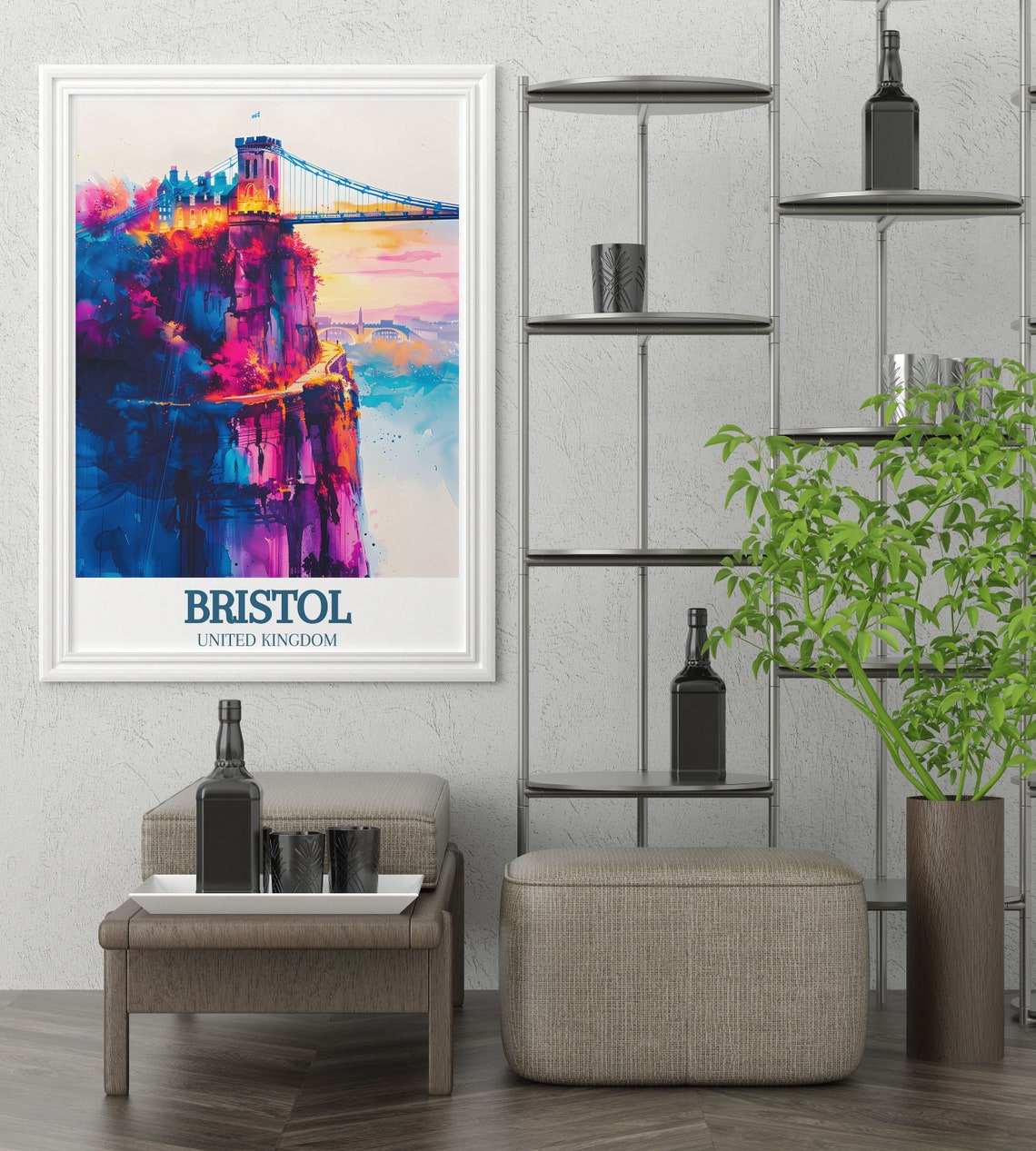 Clifton Suspension Bridge Bristol Sunset River Avon Travel Poster - Image 4