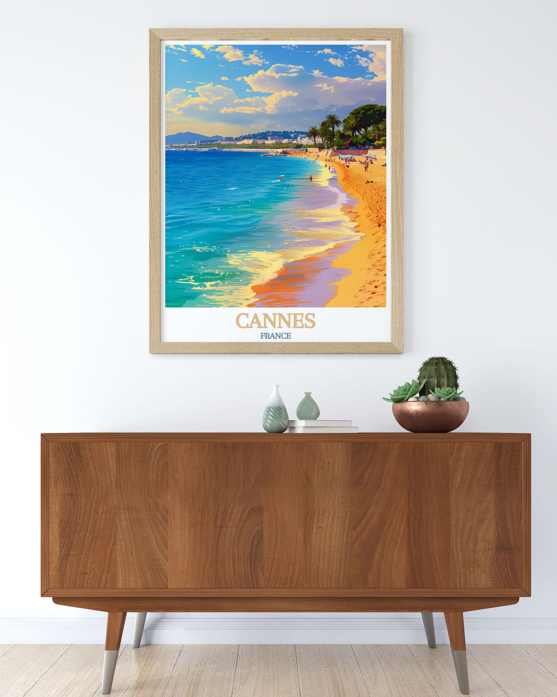 Cannes France Golden Beach Shoreline Mediterranean Travel Poster - Image 2