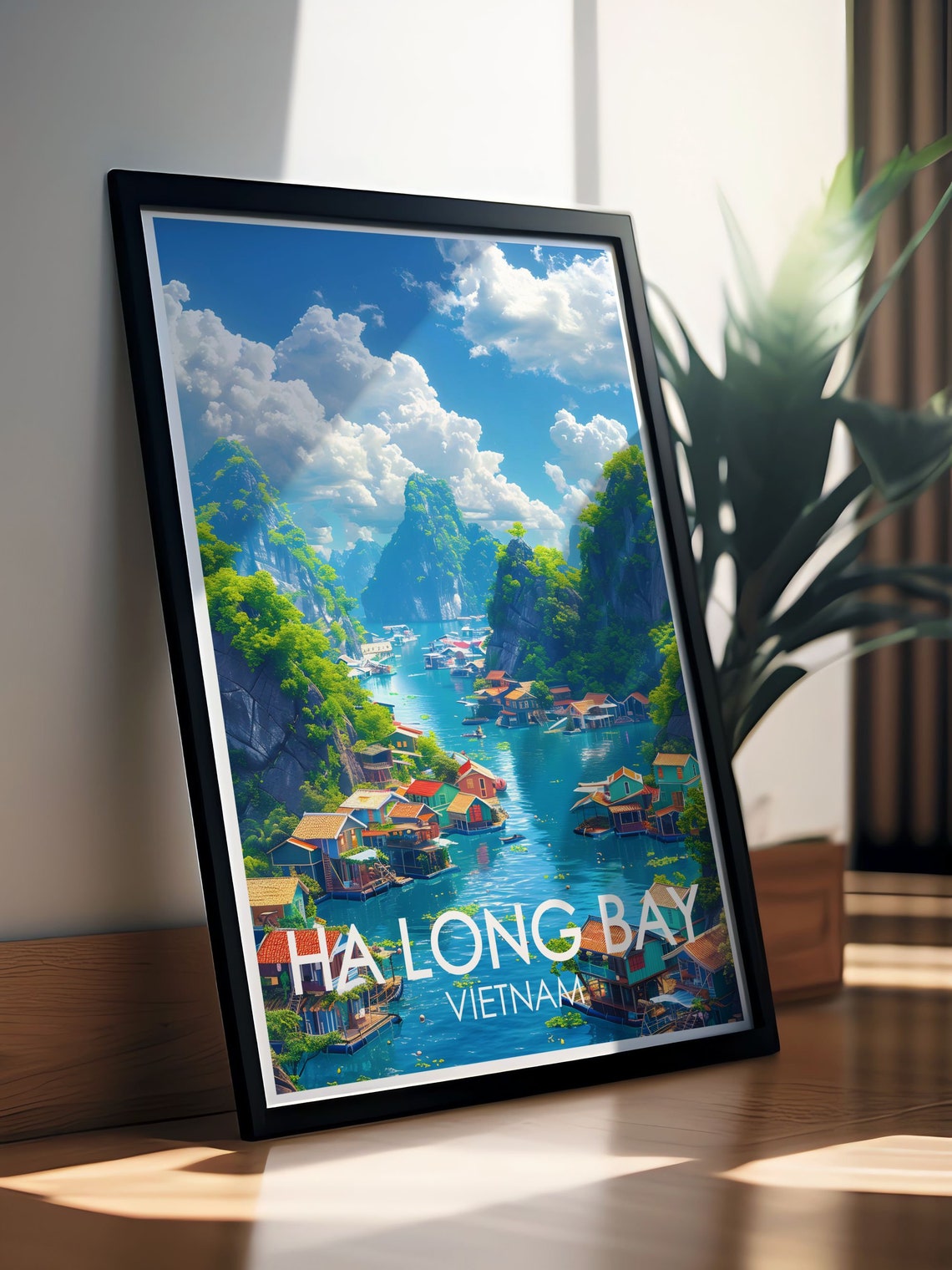 Ha Long Bay Vietnam Floating Fishing Village Karst Cliffs Poster - Image 2
