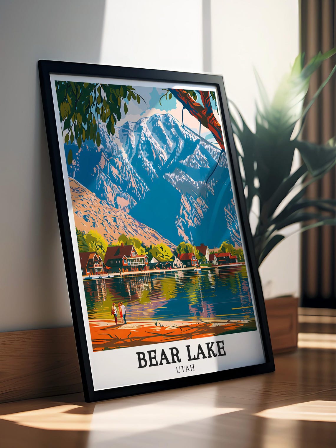 Bear Lake Utah Shoreline Beach Houses Walkers Mountain View Art Poster - Image 2