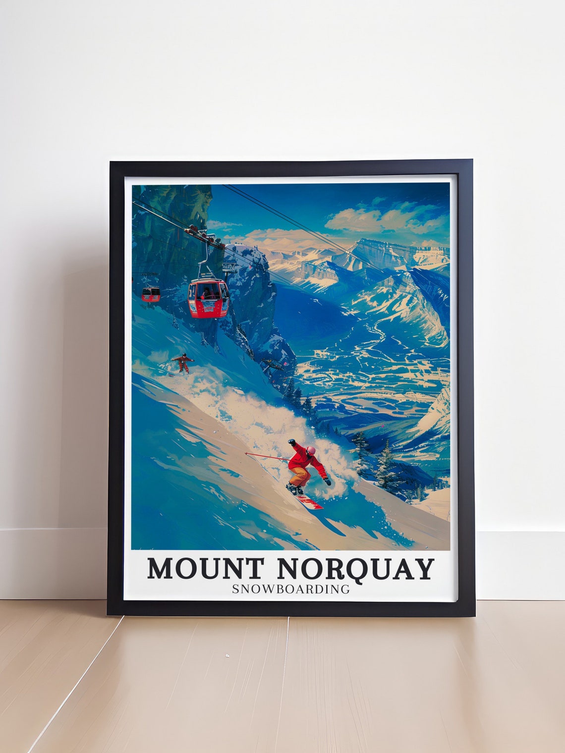 Mount Norquay Gondola Skiers Banff Snowboarding Travel Poster - Image 4