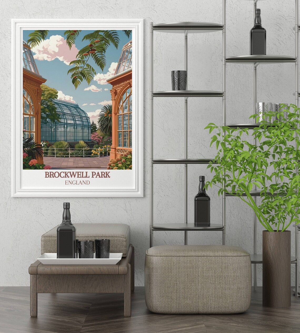 Brockwell Park London Victorian Glasshouse Palm Trees England Poster - Image 2