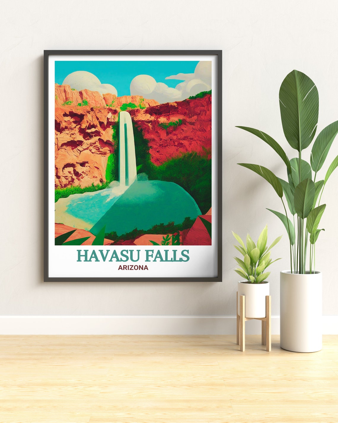 Havasu Falls Arizona Red Rocks Waterfall Canyon Vintage Travel Poster - Image 2