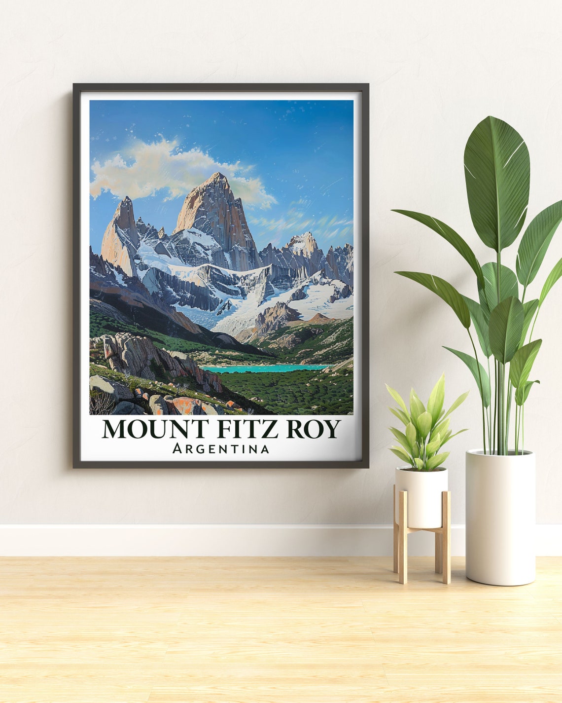 Mount Fitz Roy Blue Sky Summer Day Lake View Argentina Mountain Poster - Image 2