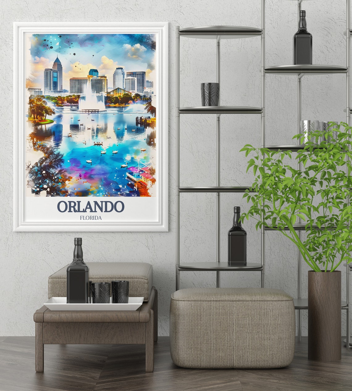 Orlando Travel Poster Lake Eola Park And City Hall Travel Poster Lake Eola Park And City Hall Poster Lake Eola Park And City Hall Art - Image 3