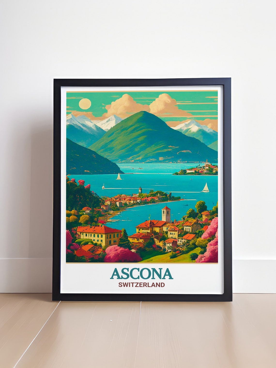 Ascona Lake Maggiore Waterfront Village Switzerland Travel Poster - Image 4