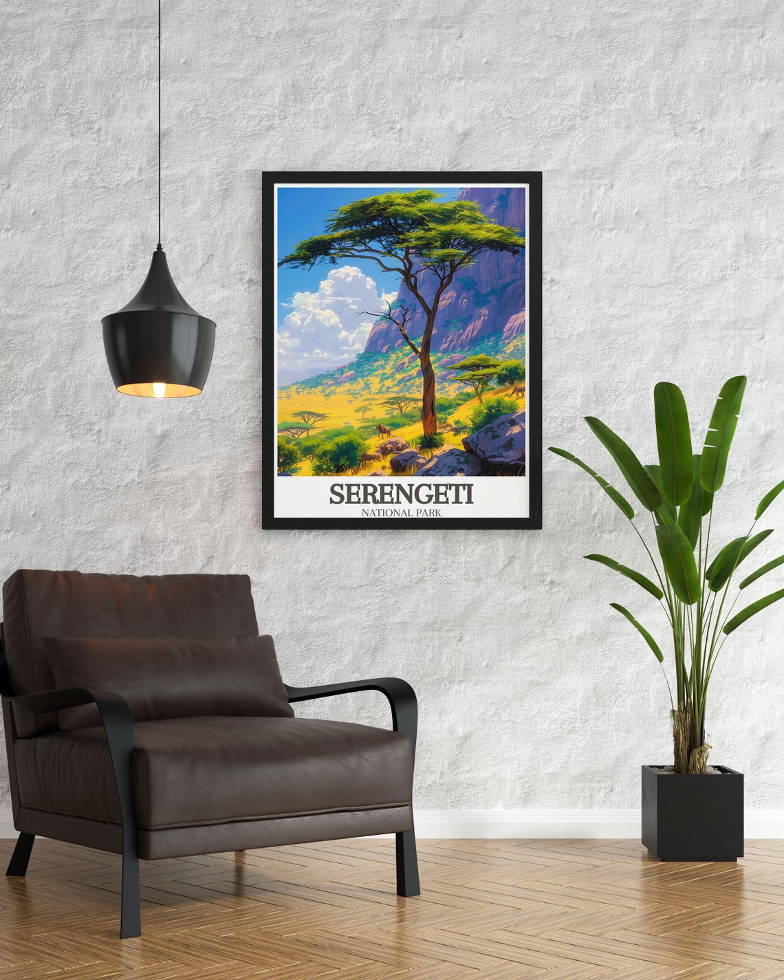 Serengeti Acacia Tree Mountain Backdrop Wildlife National Park Poster - Image 3