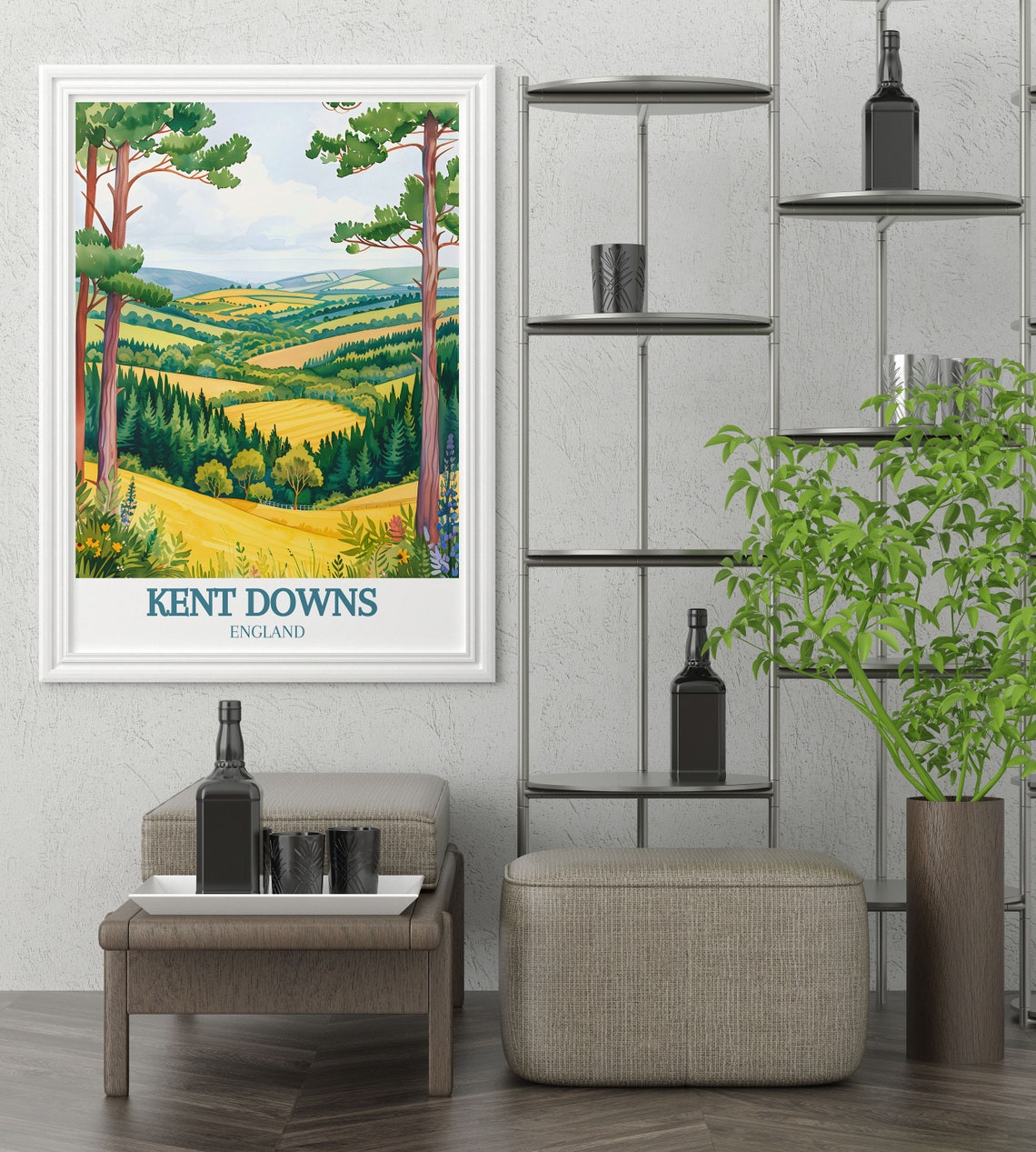 Kent Downs Rolling Countryside Golden Fields England Landscape Poster - Image 3