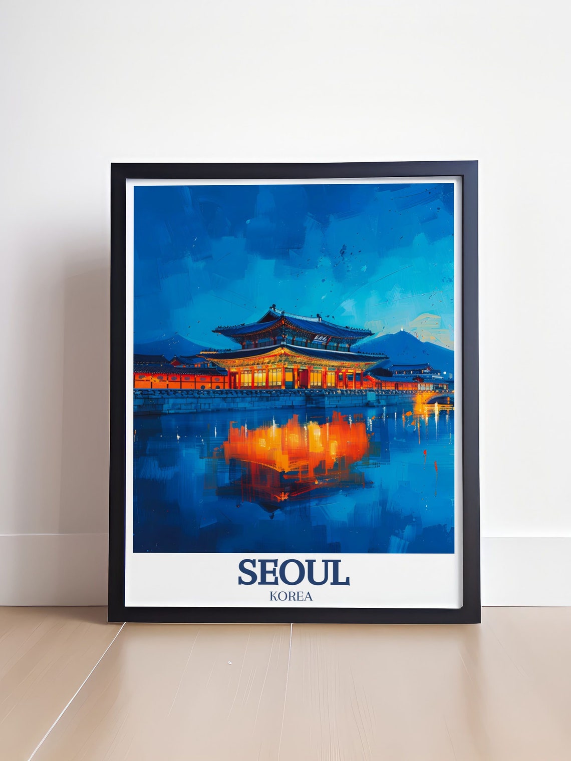 Seoul Gyeongbokgung Palace Night Reflection Korea Travel Poster - Image 4