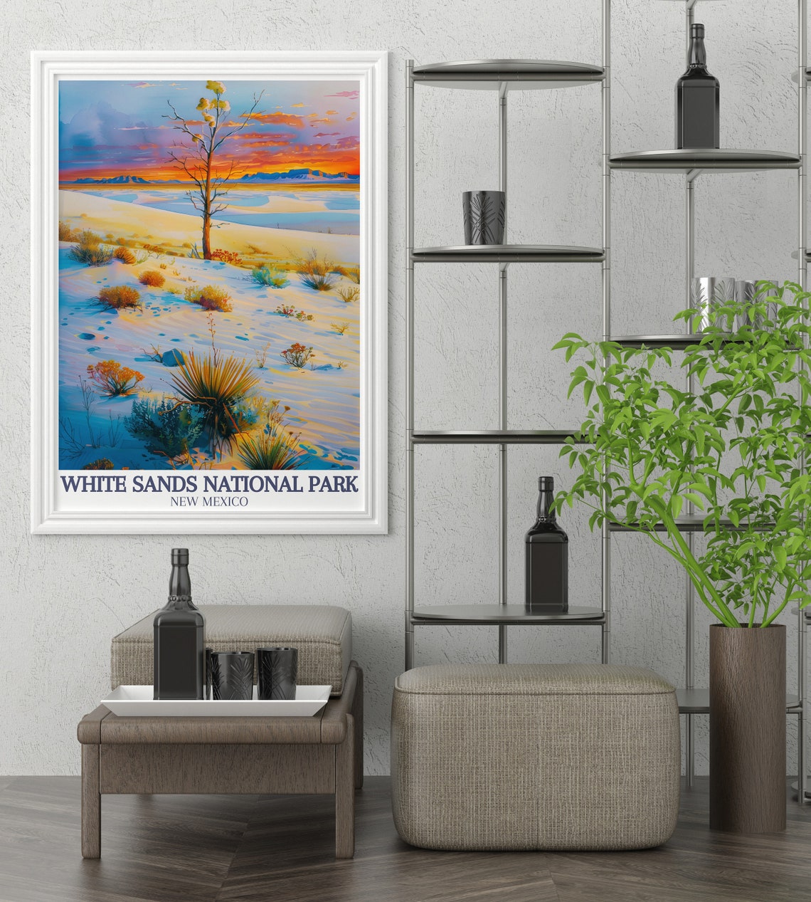 White Sands National Park Sunset Lone Tree Desert Travel Poster - Image 3
