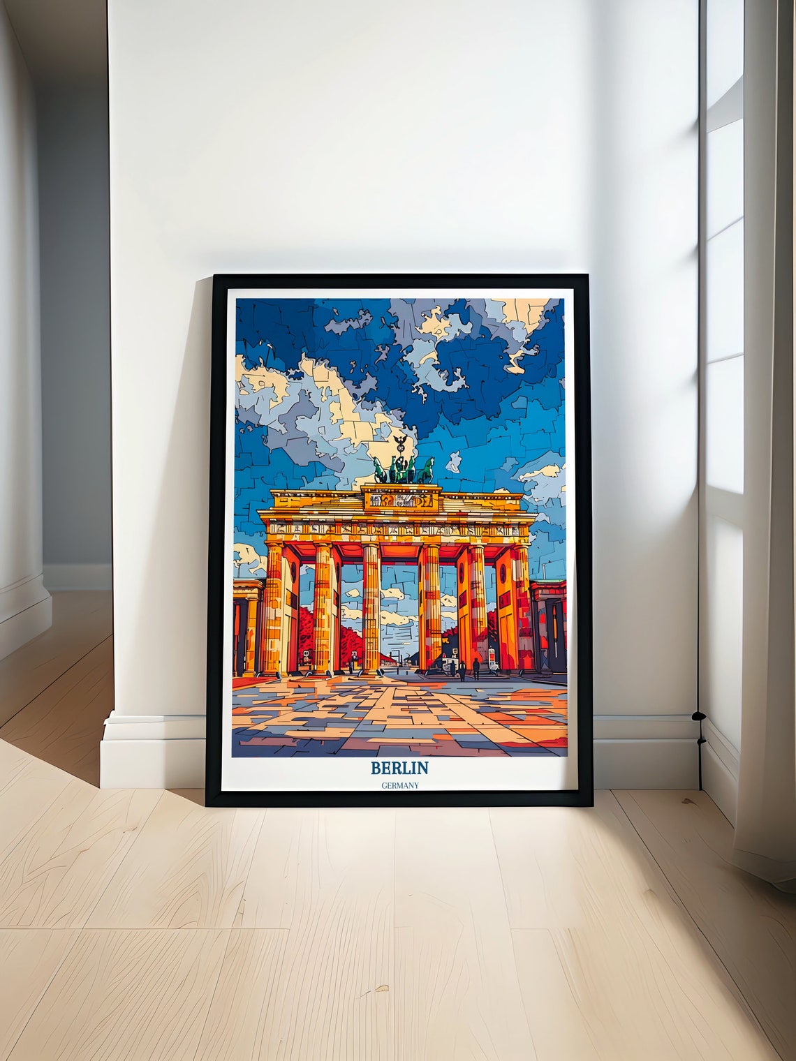 Berlin Brandenburg Gate Landmark Colorful Mosaic Style Art Poster