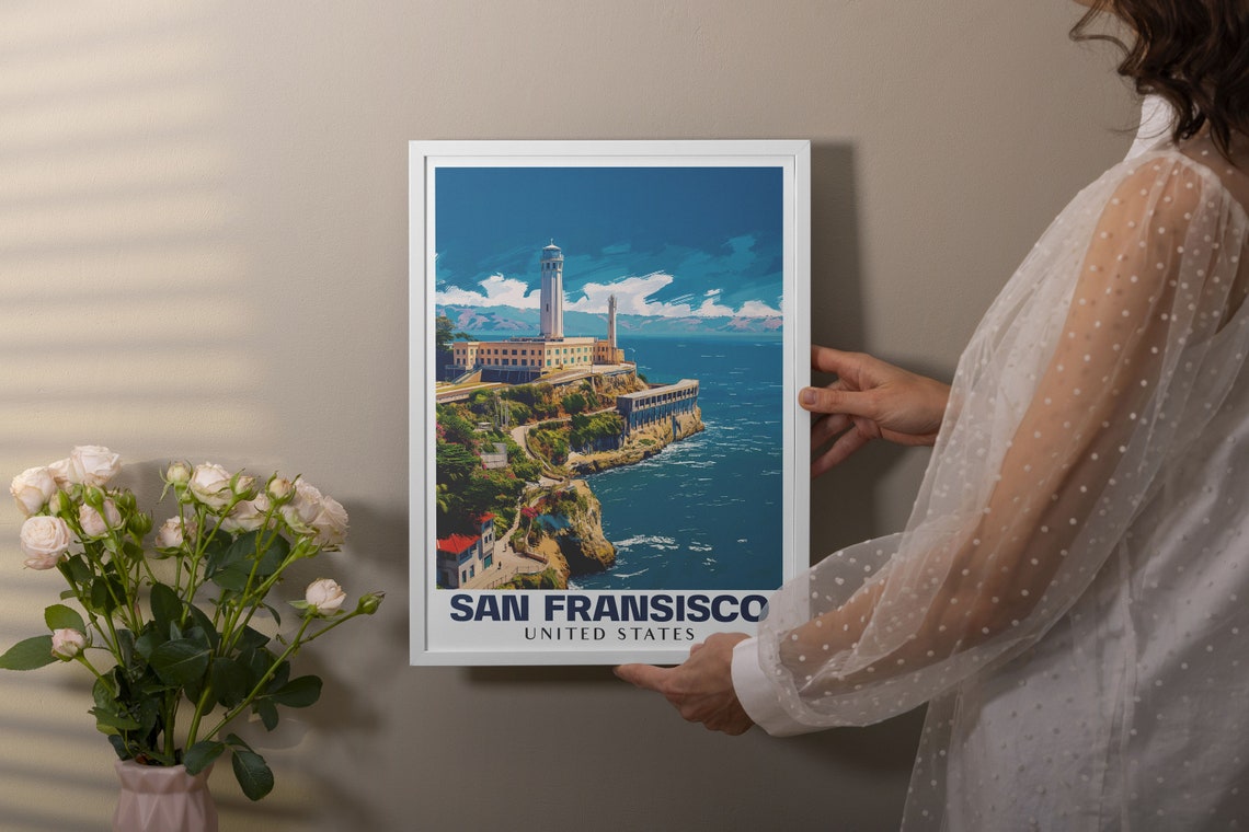 San Francisco Alcatraz Island Historic Prison Bay View Travel Poster - Image 3