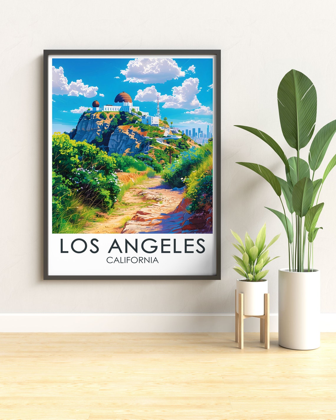 Los Angeles Griffith Observatory Hilltop City Skyline Travel Poster - Image 2