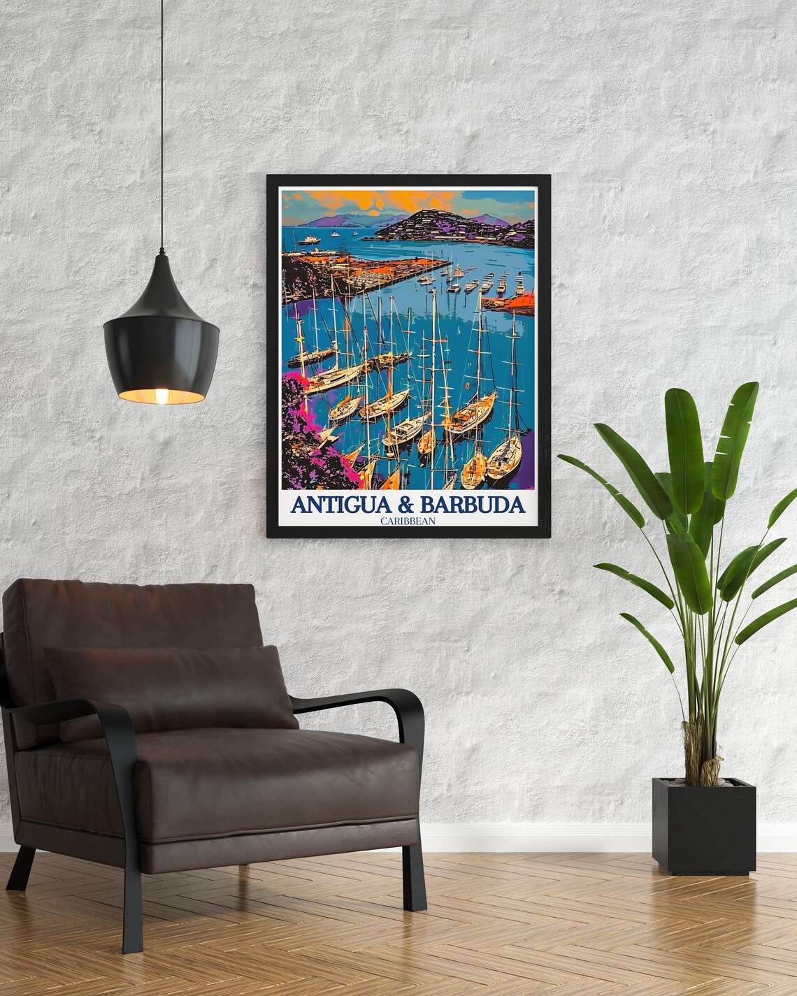Antigua and Barbuda English Harbour Sailboats Pop Art Travel Poster - Image 3