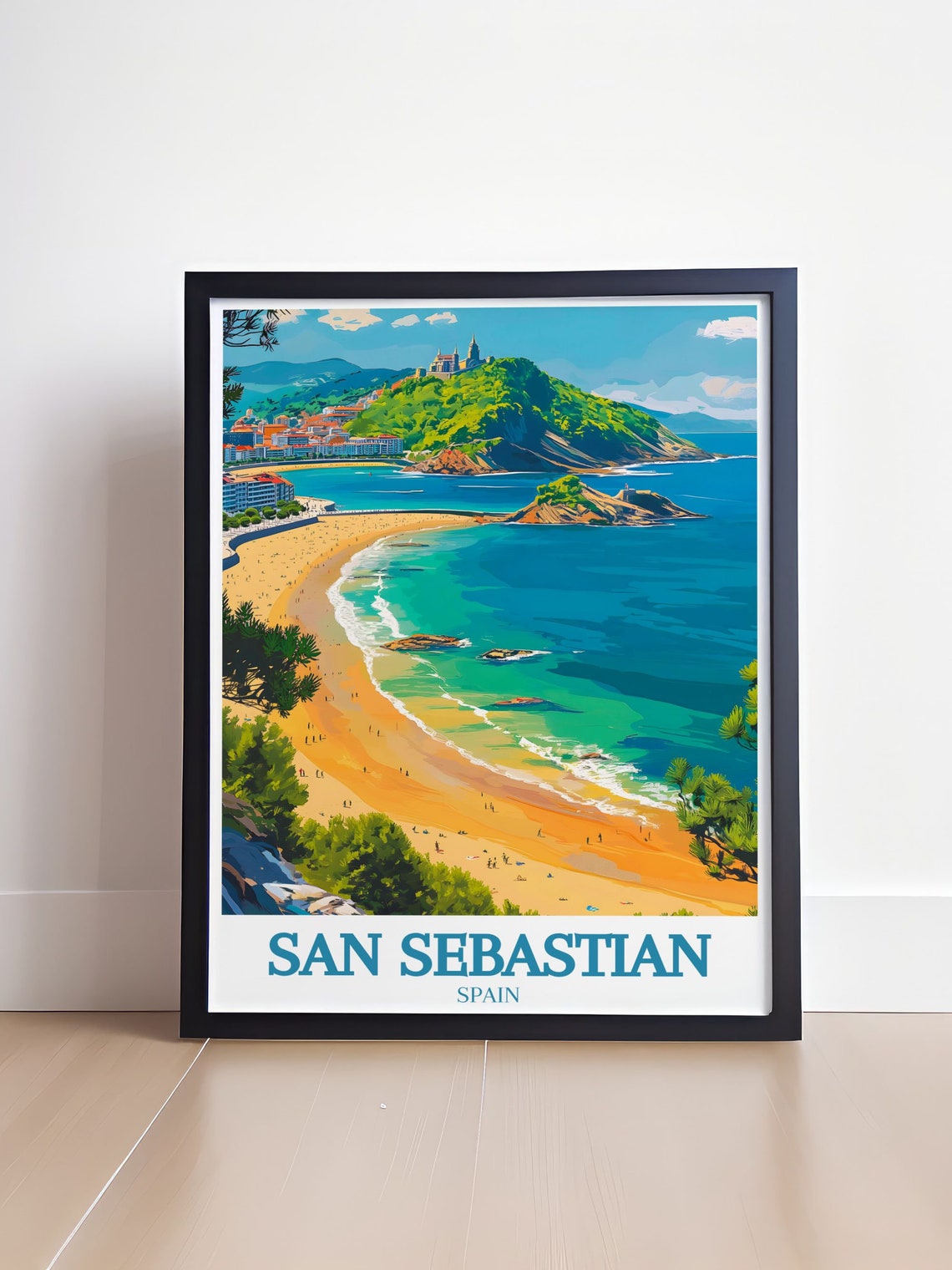 San Sebastian La Concha Beach And Monte Urgull Bay Travel Poster - Image 4