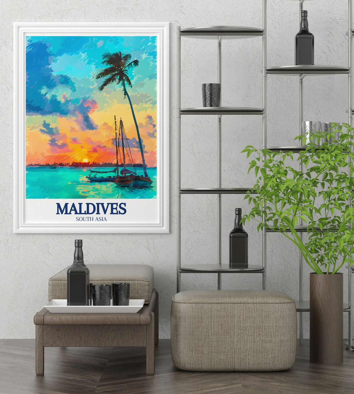Maldives Travel Wall Art Maldivian Dhoni Boats And Velassaru Island Wall Art Collection Travel Prints Of Maldives - Image 2