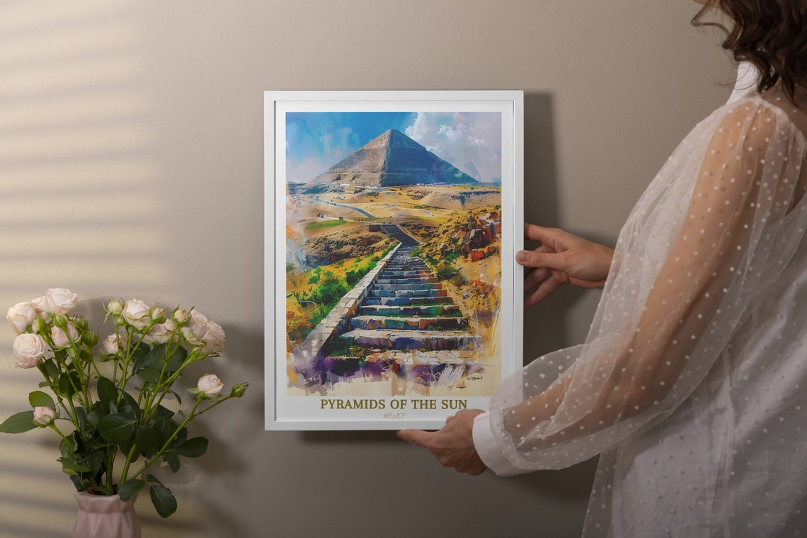Pyramids Of The Sun Mexico Stone Steps Ascending Pyramid Travel Poster - Image 4
