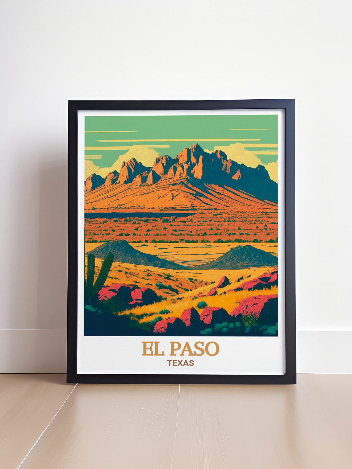 El Paso Texas Franklin Mountains Desert Sunset Travel Poster - Image 4