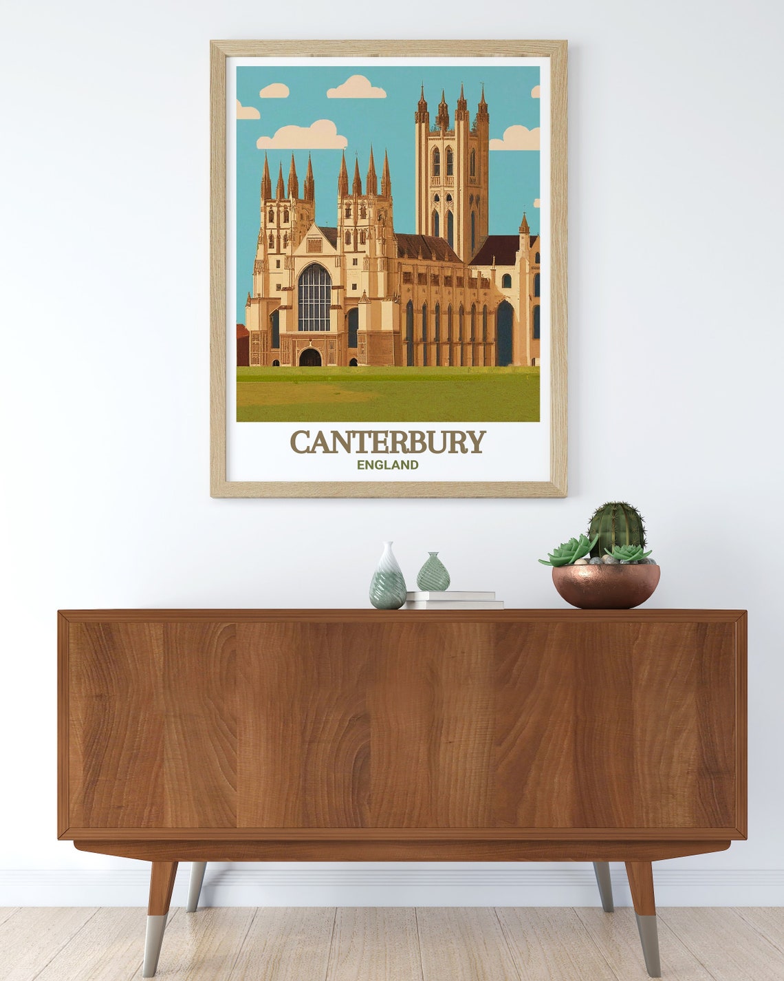 Canterbury Cathedral Gothic Spires England Historic Travel Poster - Image 3
