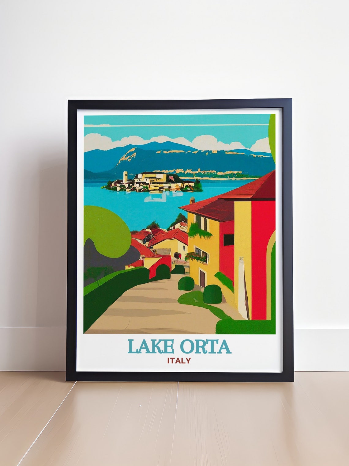 Lake Orta Colorful Village Lane Overlooking San Giulio Island Poster - Image 4