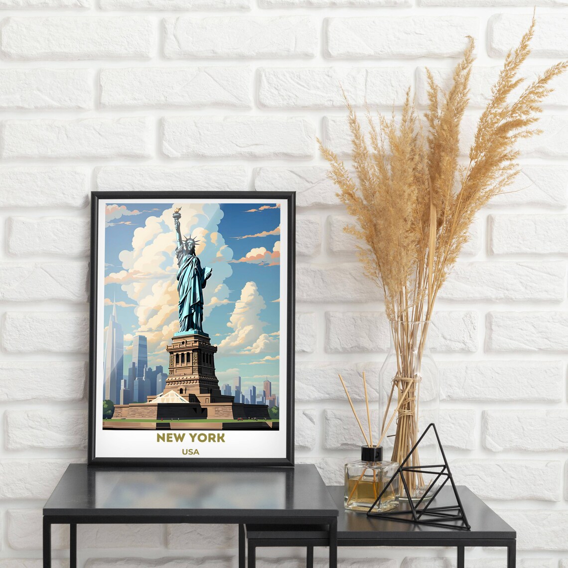 New York Statue of Liberty Daytime Skyline USA Landmark Poster - Image 2