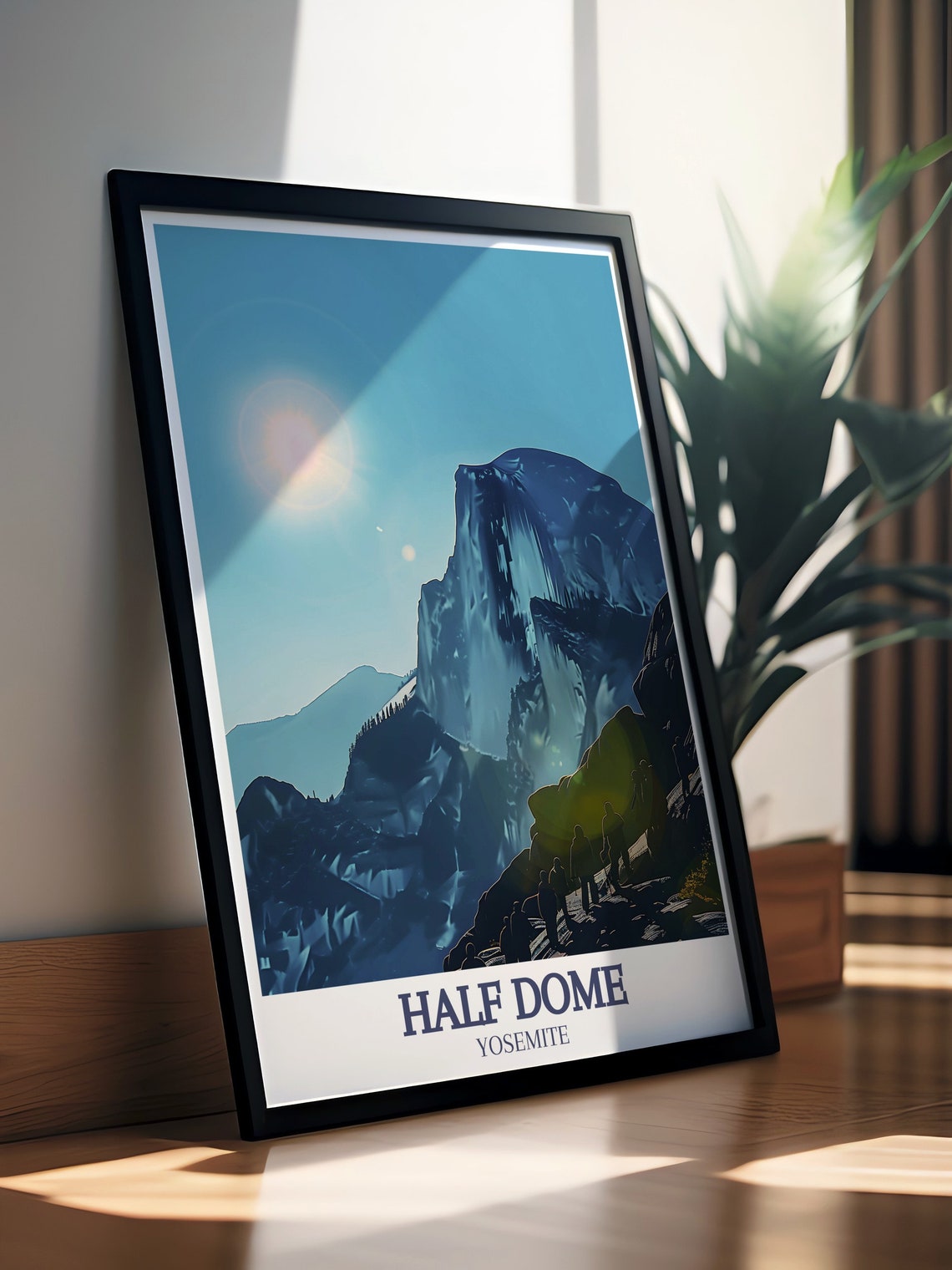 Yosemite Half Dome Hikers Moonlit Granite Summit Travel Poster - Image 2