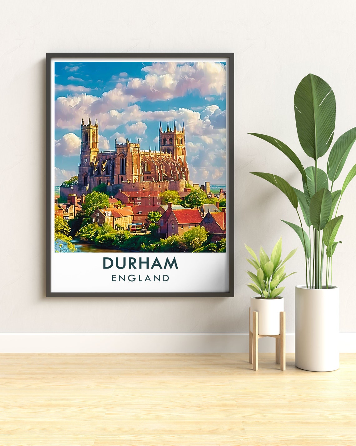 Durham England Cathedral Panorama at Golden Hour Travel Poster - Image 2