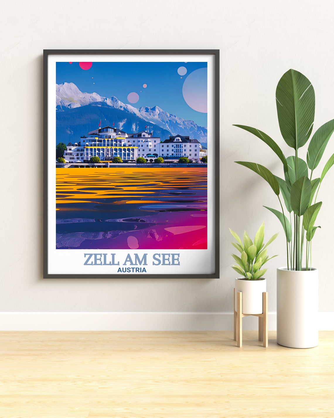 Zell am See Austria Grand Hotel Lake Reflection Mountains Poster - Image 2