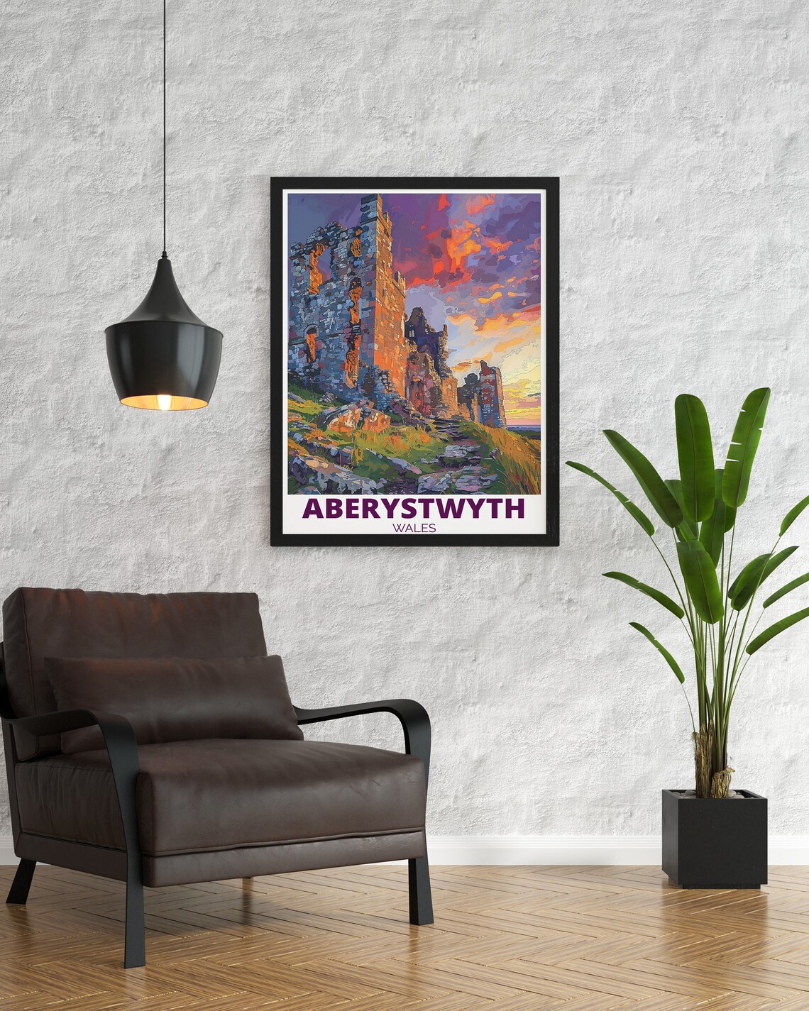 Aberystwyth Castle Ruins Sunset Wales Heritage Travel Poster - Image 3