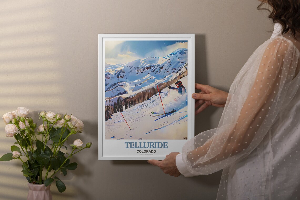 Telluride Colorado Ski Resort Downhill Racer Action Scene Poster - Image 2
