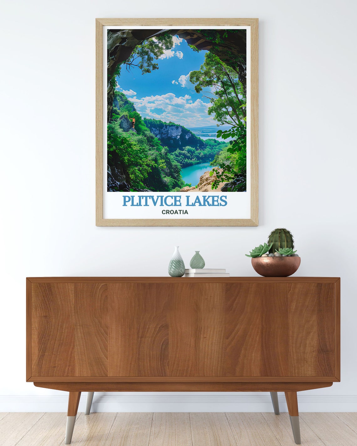 Plitvice Lakes Cave Viewpoint Turquoise Lake Croatia Travel Poster - Image 2