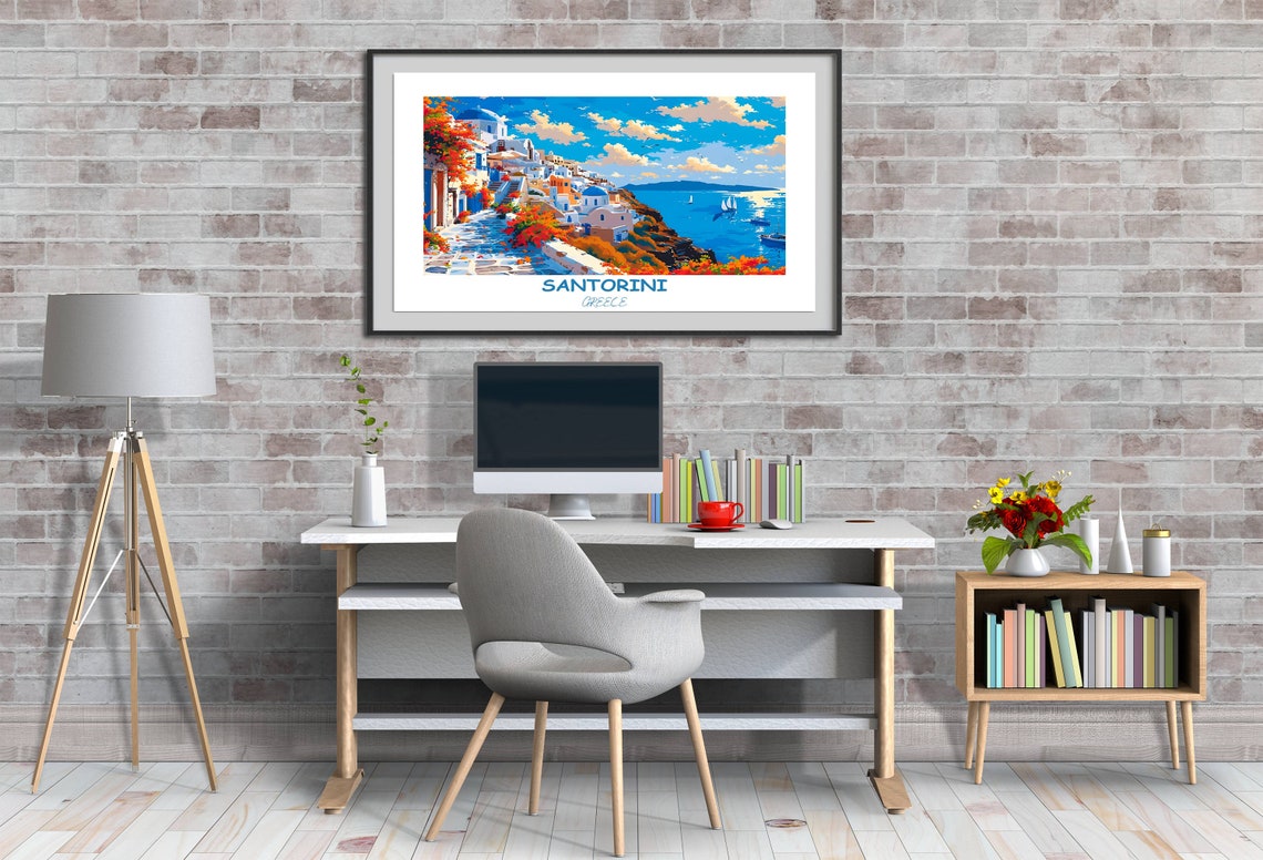 Santorini Caldera Sailboats from Bright Whitewashed Village Poster - Image 3