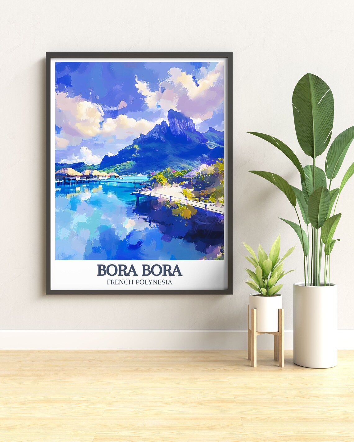 Bora Bora French Polynesia Overwater Bungalows Lagoon Travel Poster - Image 2