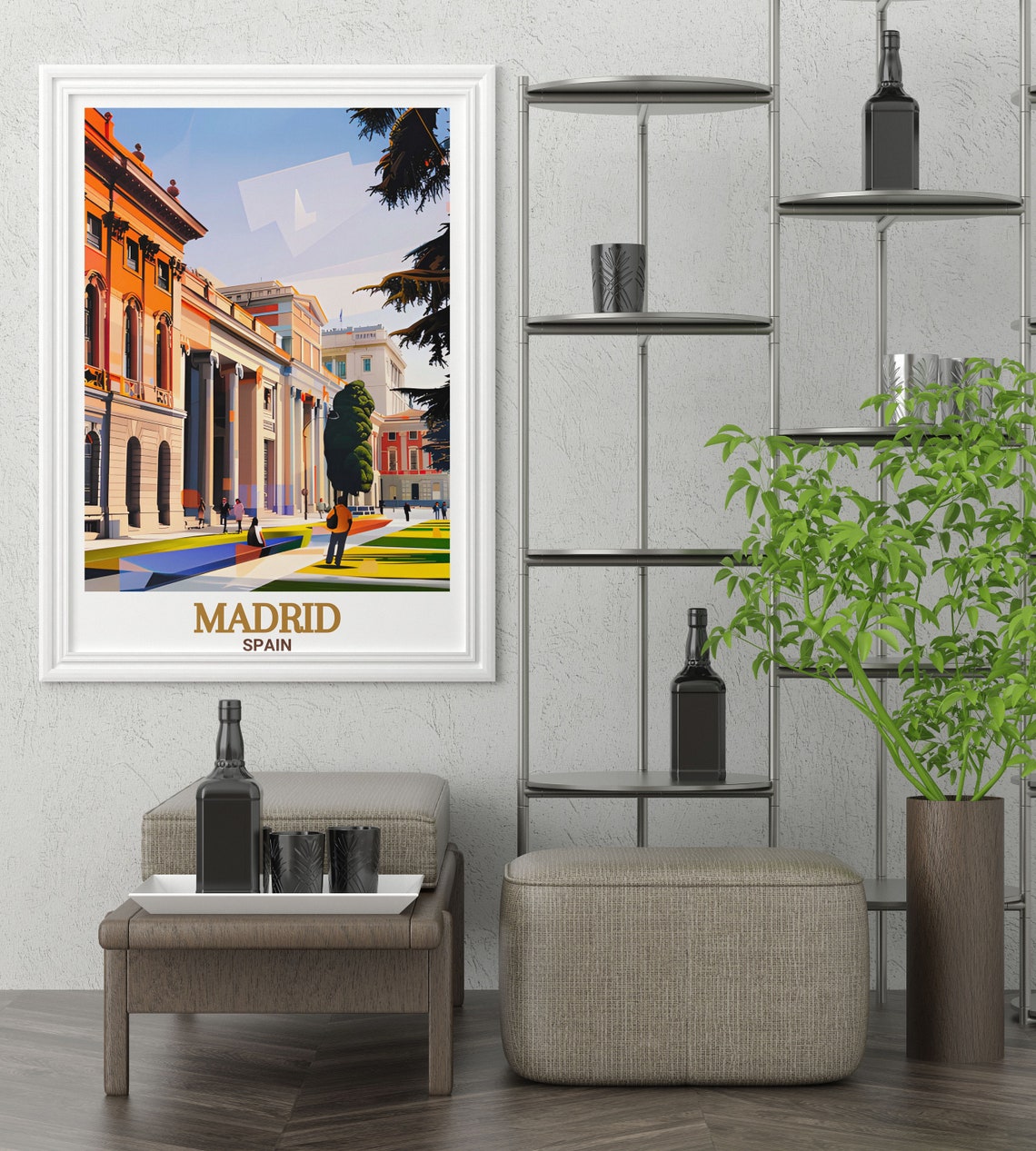 Madrid Historic Museum District Neoclassical Facade Street Poster - Image 3