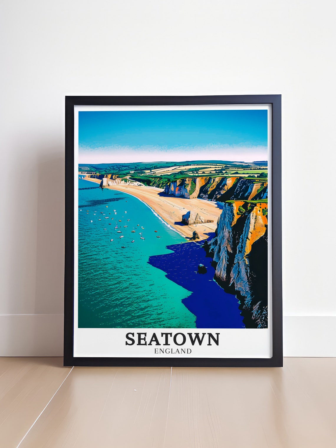 Seatown England Jurassic Coast Beach and Cliffs Aerial Poster - Image 4