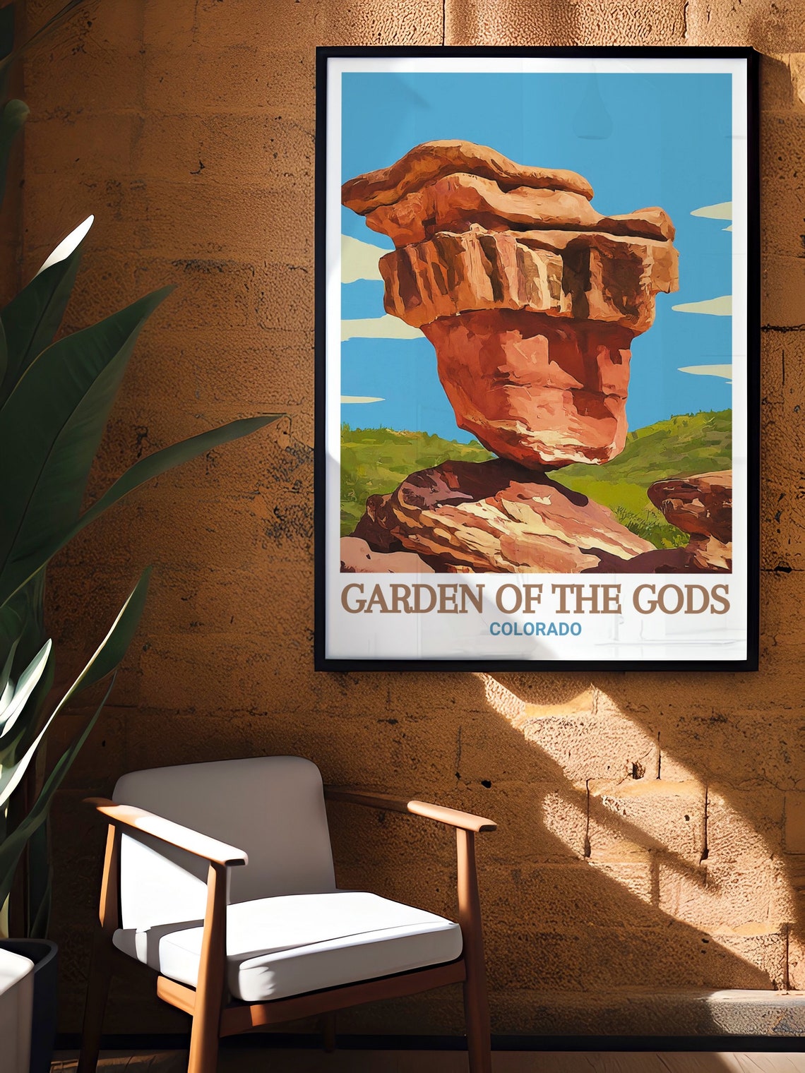 Gardens Of The Gods Art Print Balanced Rock Travel Poster Gardens Of The Gods Decor Balanced Rock Print Gardens Of The Gods Gift - Image 2