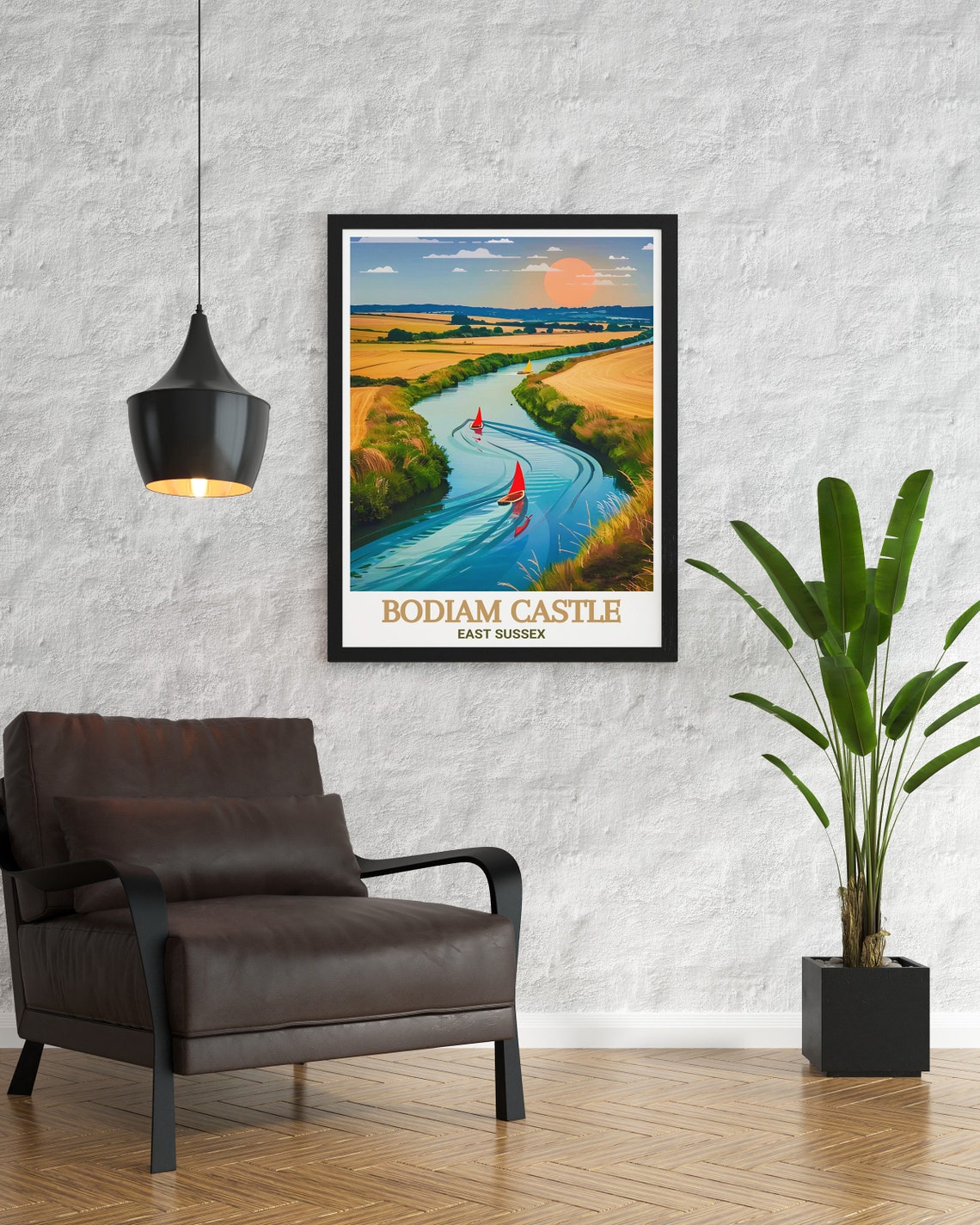 Bodiam Castle Boating Station River Sailboats at Sunset Poster - Image 3