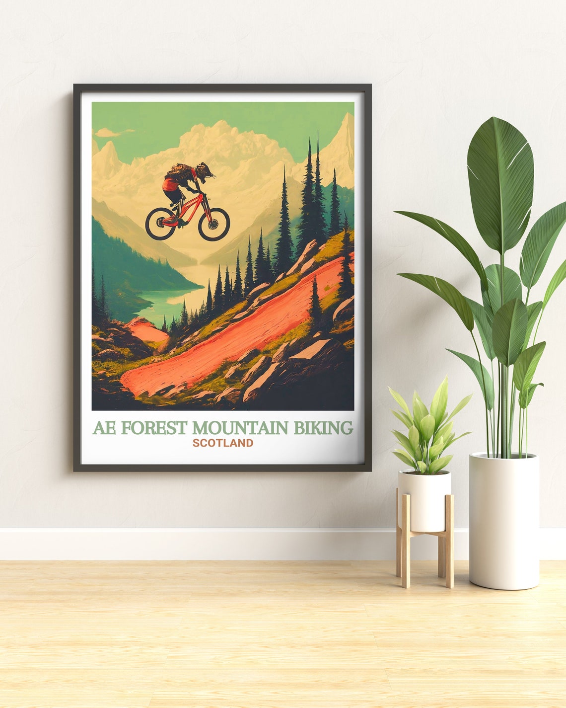 Ae Forest Mountain Biking Scotland Jump Over Mountain Lake Poster - Image 3