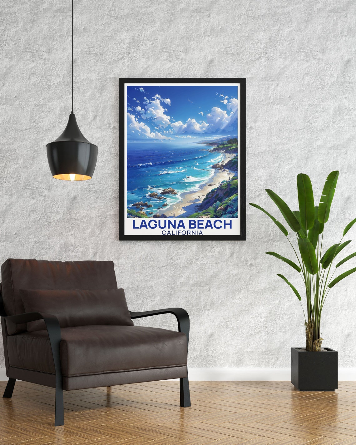 Laguna Beach Aerial Coastline Surf View California Travel Poster - Image 3