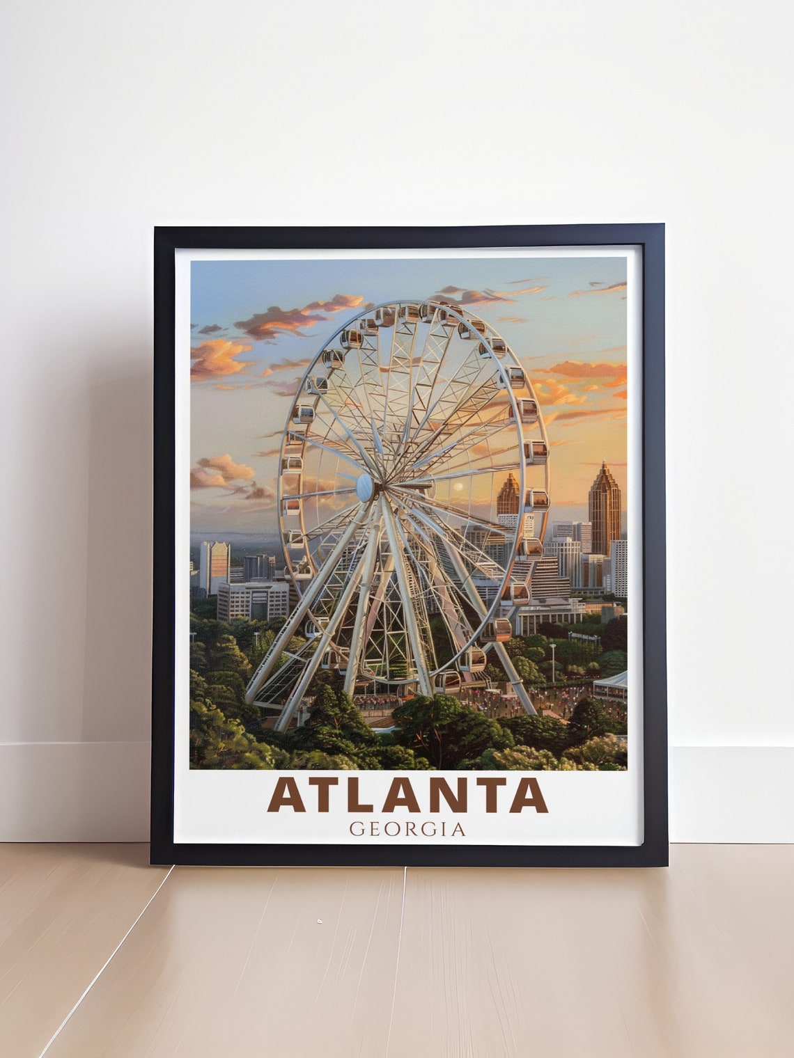 Atlanta Georgia Skyview Ferris Wheel Sunset Skyline View Poster - Image 4
