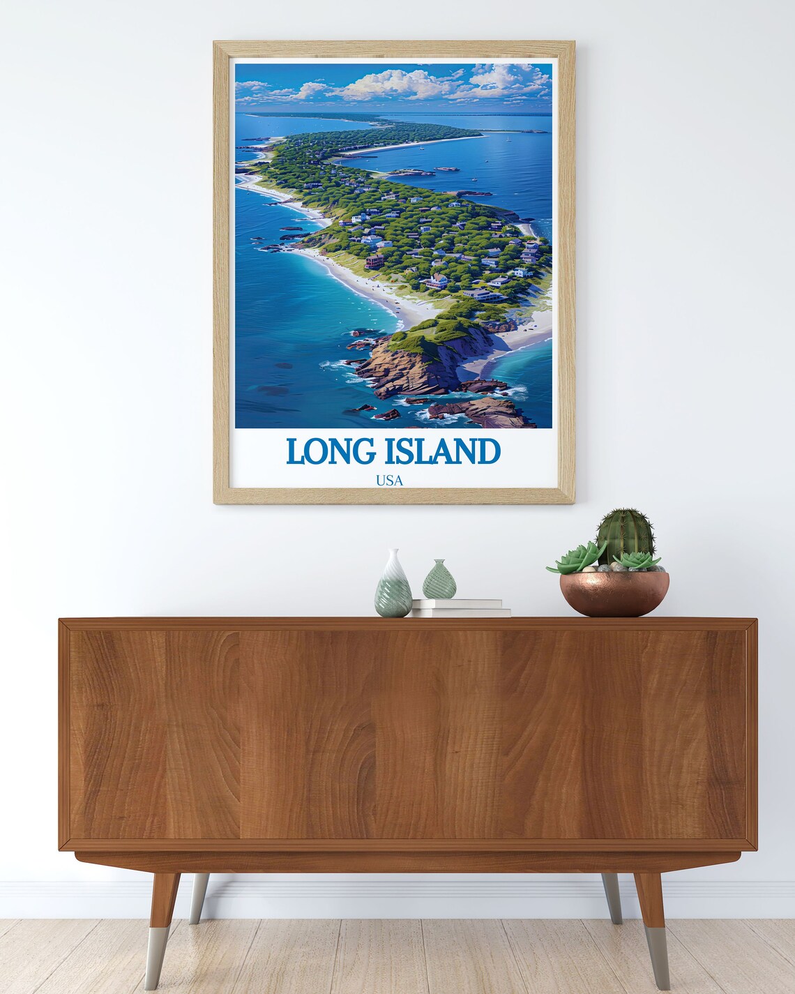 Long Island Aerial Coastal Shoreline Island View Travel Poster - Image 3