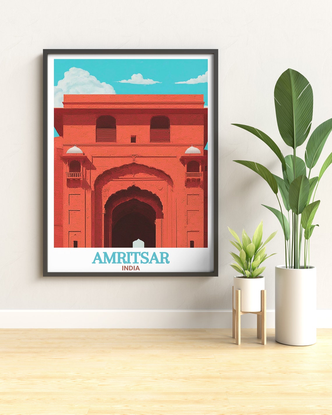 Amritsar Red Sandstone Historic Gateway Travel India Vintage Poster - Image 2