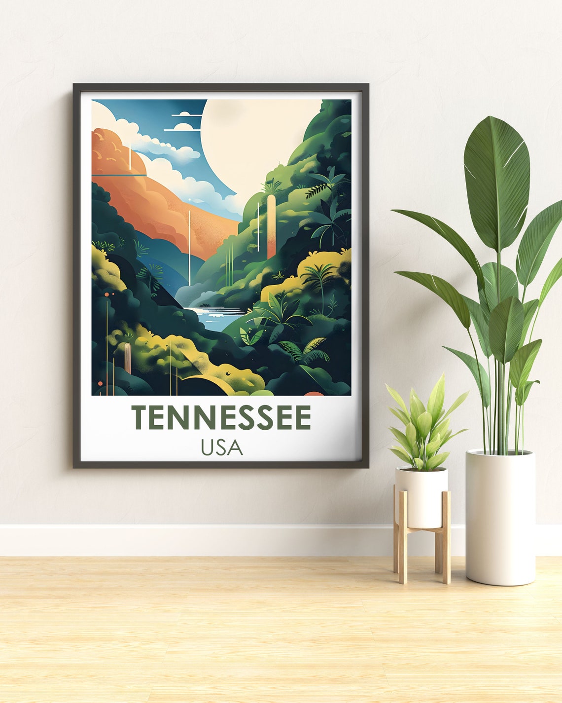 Tennessee Smoky Mountains Valley Sunset Poster USA Nature Travel Art - Image 3