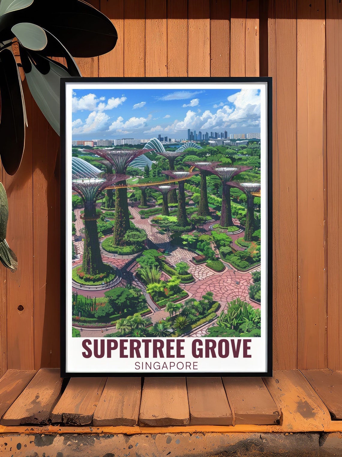 Supertree Grove Singapore Aerial Gardens Panoramic Travel Poster - Image 3