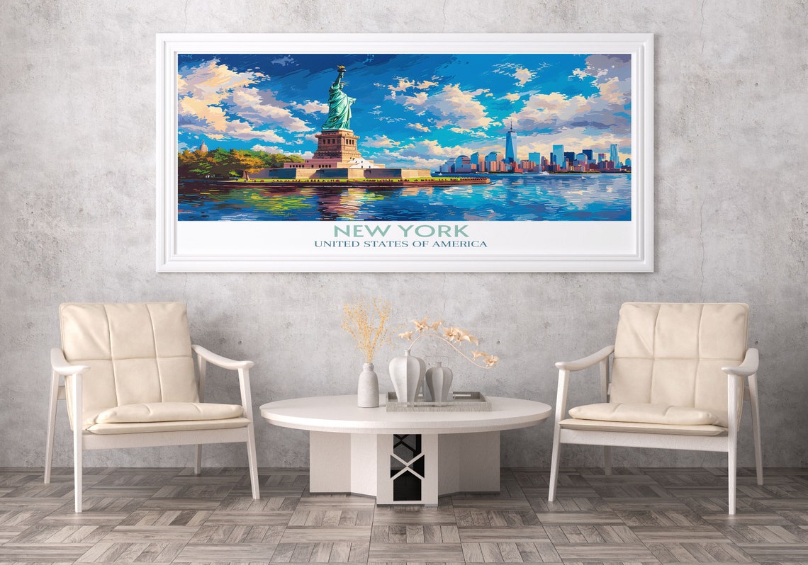 Statue Of Liberty New York Harbor Skyline Water Reflection Poster - Image 2