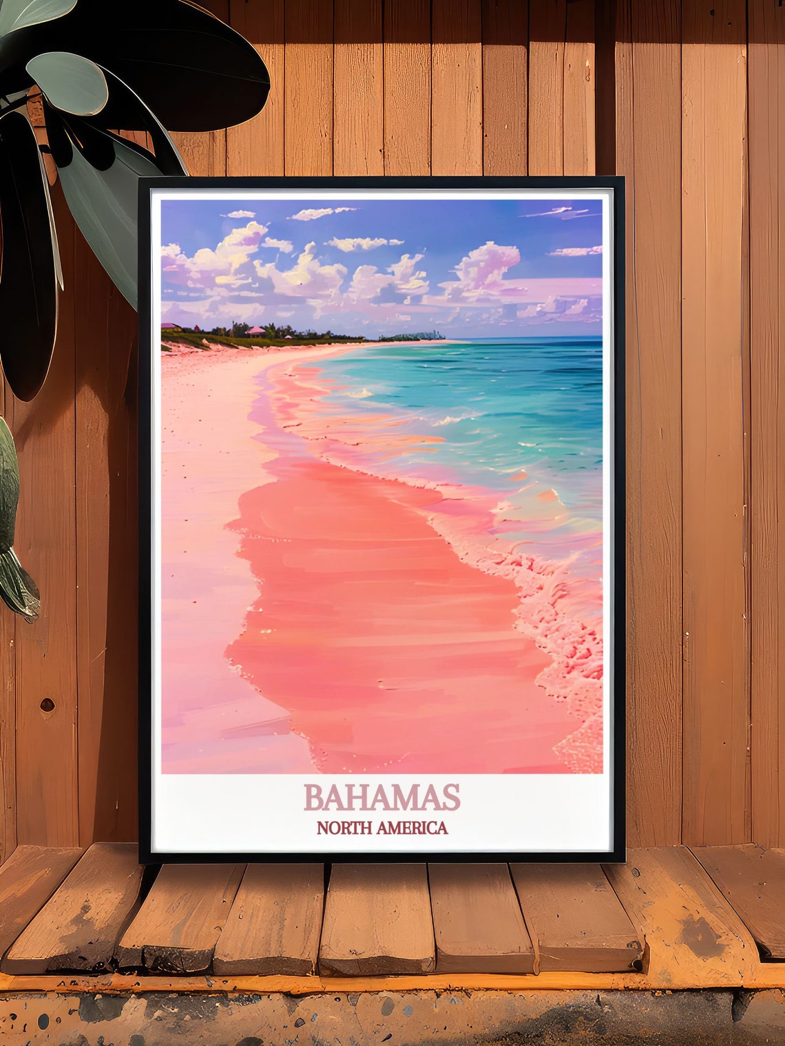 Bahamas Pink Sand Beach Turquoise Ocean Caribbean Coast Travel Poster - Image 3